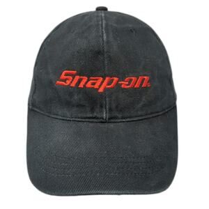 Snap-on Baseball Cap Black One Size Strapback Embroidered Logo Cotton Hat